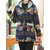 Vintage Women Floral Print Patchwork Button Long Sleeve Hooded Coats
