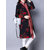 Folk Style Women Hooded Long Sleeve Floral Printed Velvet Warm Coat
