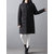 Women Winter Warm Black Long Sleeve Button Mid Long Coats
