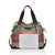 Women Casual Stripe Canvas Handbag  Micro-Fibric Leather Shoulder Bags Contrast Color Crossbody Bags