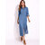 Long Sleeve Denim Shirt Dress Solid Color Turn-down Collar Button Dress 