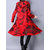 Folk Style Women Hooded Long Sleeve Floral Printed Velvet Warm Coat
