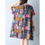 S-5XL Women Casual Dress Loose Boho Round Neck Floral Printed Dress