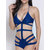 Сексуальный Halterneck Black Blue Cut Out Bandage One Piece Monokini Купальный костюм