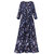 Богемианская цветочная печатная рукава 3/4 рукава Maxi Платье