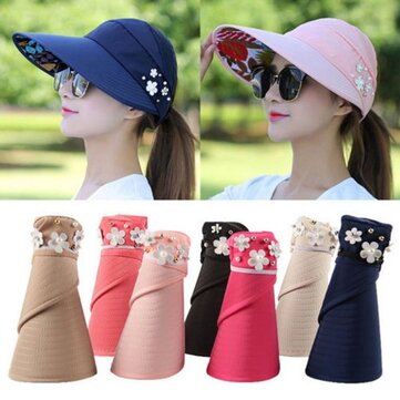 Cappello Anti-UV Protezione Solare Stampa Floreale per Estate Spiaggia Outdoor da Donna