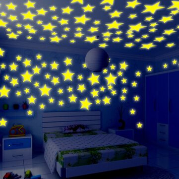 Honana 100pcs 3cm Fluorescent Glow Star Wall Sticker Us 4 18