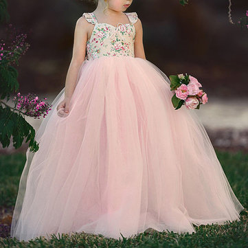 Sweet Toddler Girls Kids Sleeveless Lace Princess Dress
