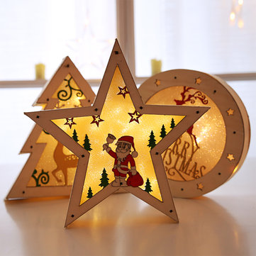 Led Light Christmas Decorations Wooden Desk Ornaments At Banggood