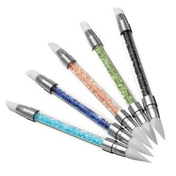 1pc dual-head in polvere specchio silicone penna chiodo pittura argilla scolpire il disegno del gel di attrezzo del manicure polacco 