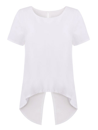 Casuali donne sexy solido chiffon backless spaccatura camicia bordo irregolare