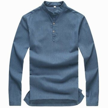 Хлопчатобумажная лента V Форма Стенд Воротник Боковая щель Хемированная Конфеты Цвет с длинными рукавами 