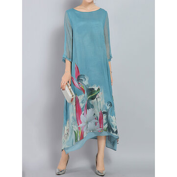 Elegancka, kwiecista nieregularna sukienka