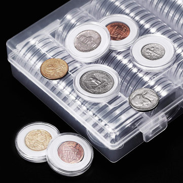 100pcs Clear Coin Plastic Holder Capsule Case Cover for Coin Collectors