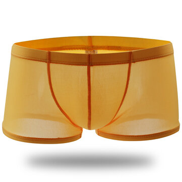 セクシーな透明な薄い氷のシルク弾性ソフト通気性ローライズボクサー下着男性のための