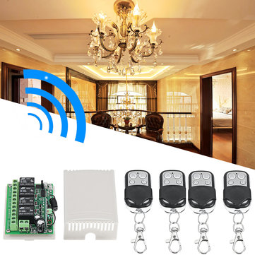 Dc12v 4 Sender Und Empfanger Relais 4ch 433 Mhz Wireless Remote Control Light Switch