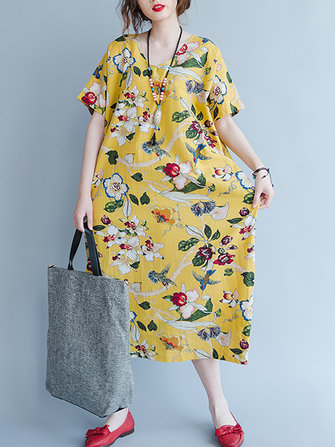 Robe de poche &agrave; manches courtes en mousseline de soie &agrave; manches courtes