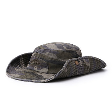 Homens Verão Algodão Camuflagem Visor Bucket Chapéus