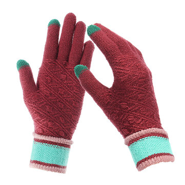 Les femmes hiver chaud gants à doigts pleine tricot épaississent mitaines de sport en plein air