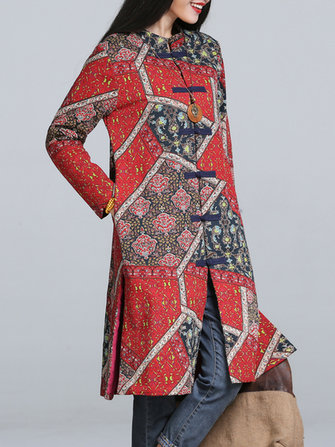 Folk Style Women Printing Bras&atilde;o de manga comprida