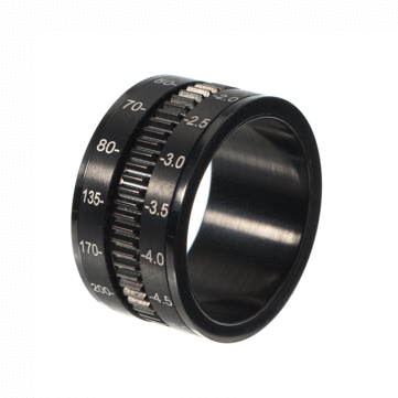 12mm Titanium Staal Zwart 316L Roestvrij Staal Vinger Ring Spinner Camera Lens Focus Ring Mannen Ring