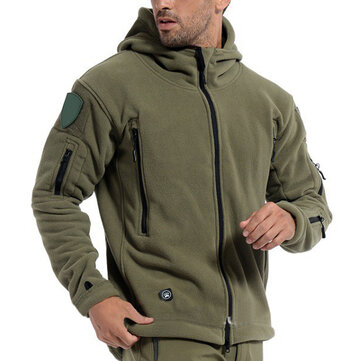 M&auml;nner taktisches Milit&auml;r Winter Vlies mit Kapuze Outdoor Sports Jacke