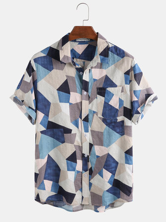 Mens nova moda xadrez camisas de manga curta