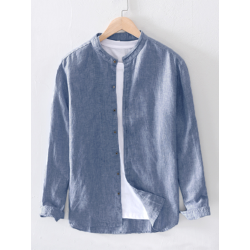 Camisas&nbsp;de&nbsp;Algodão&nbsp;Casuais&nbsp;Mens&nbsp;Manga Comprida Gola Botões S