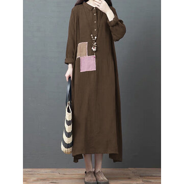 Dames Casual o-hals patch met lange mouwen en O-hals