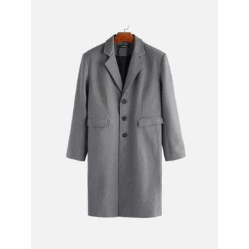 Мужские зимние однобортные большие карманы в середине длинное повседневное пальто