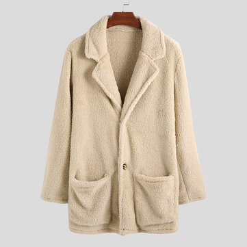 メンズウィンターコットン100％ダブルポケットミッドロングカジュアルコート