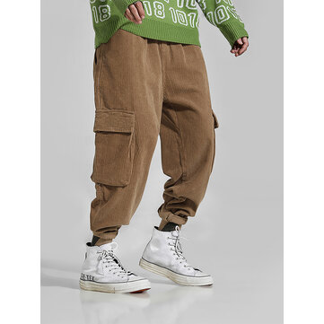 Pantalon large en velours côtelé rétro pour hommes