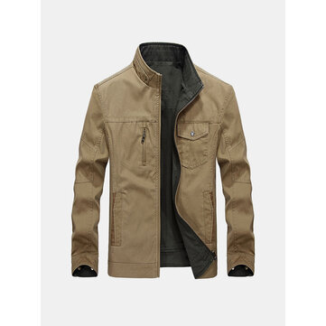 Mens 100% Baumwolle Two Side Plus Größe Loose Windproof Jacket
