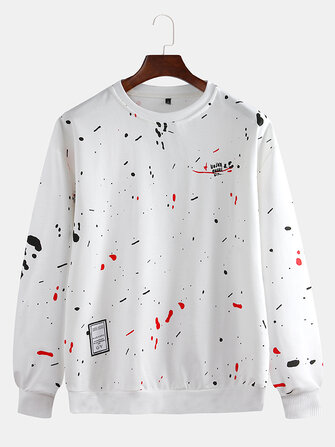 Lässiges Herren Overhead Sweatshirt mit Rundhalsausschnitt und Punktdruck