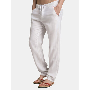 Erkek&nbsp;Pamuk&nbsp;Saf&nbsp;Renk&nbsp;İpli&nbsp;Casual Düz Pantolon