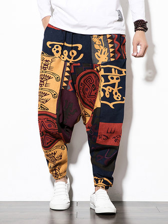 Ropa de algodón para hombre vendimia Harem Pantalones Hip Hop Pantalones