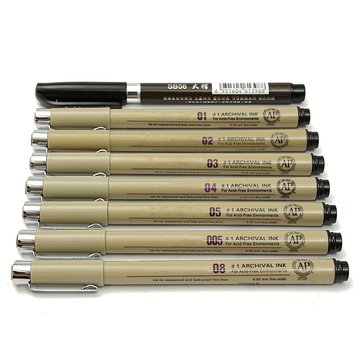 8 pc Pigmento Micron Sakura Neelde Soft Escova Desenho Caneta 005 01 02 03 04 05 08 Escova Caneta Marcadores de Ponto Fino