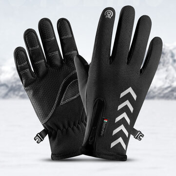 Vélo Gants Chauds Saison En Plein Air Imperméable À L'eau Sports Antidérapant À Cinq Doigts Écran Tactile Nuit Equitation Highlight Gants Réfléchissants