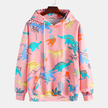 Herbst Dinasaur Druck Kapuze Langarm lässig Sweatshirt