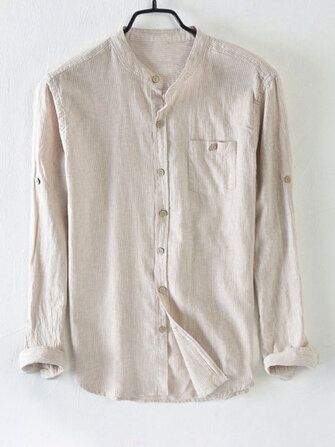 TWO-SIDED&nbsp;Męskie&nbsp;bawełniane&nbsp;pionowe&nbsp;paski&nbsp;stojące koszulki z kołnierzem