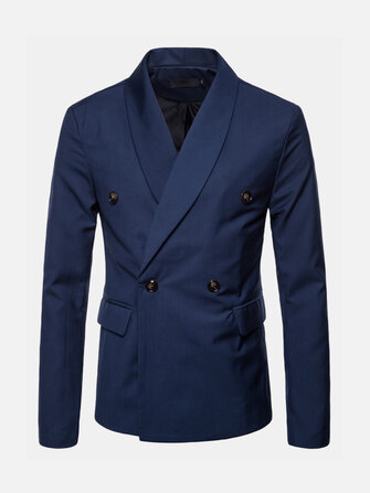 メンズスリムフィットダブルブレストビジネスブレザースーツジャケット