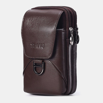 Homens&nbsp;Couro&nbsp;Genuíno&nbsp;Cintura&nbsp;multifuncional&nbsp;Bolsa Telefone Bolsa