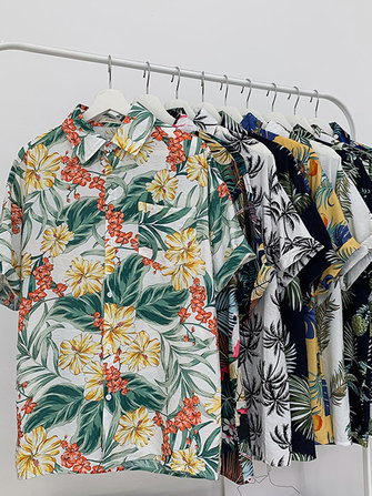 Dames Casual Knop Bladeren Bloemenprint Strandvakantie Zomerblouse