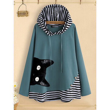 Hoodie dos retalhos da listra da cópia do gato dos