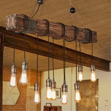 Vintage Wood Industrial Pendant Lamp Hanging Ceiling Light Rustic