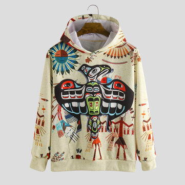 秋のキャラクタープリントフード付きカジュアルスウェットシャツ