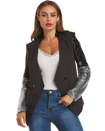 Frauen Party Gradient Pailletten &Auml;rmel Mode Anz&uuml;ge M&auml;ntel