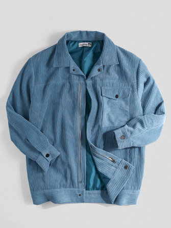 Giacca vintage tascabile calda in velluto a coste Pulsanti vintage