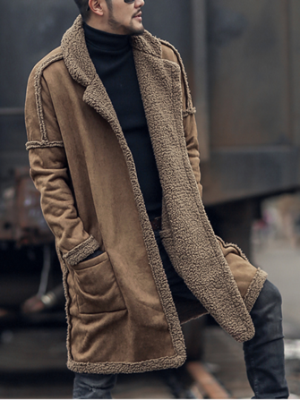 Mens Plus Size Wool Blend Double Side Wearable Thicken Coat