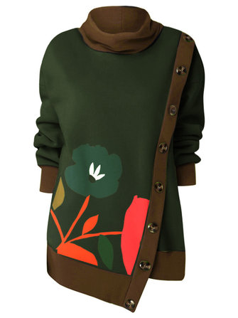 Lässige Damen High-Low-Sweatshirt mit hohem Kragen